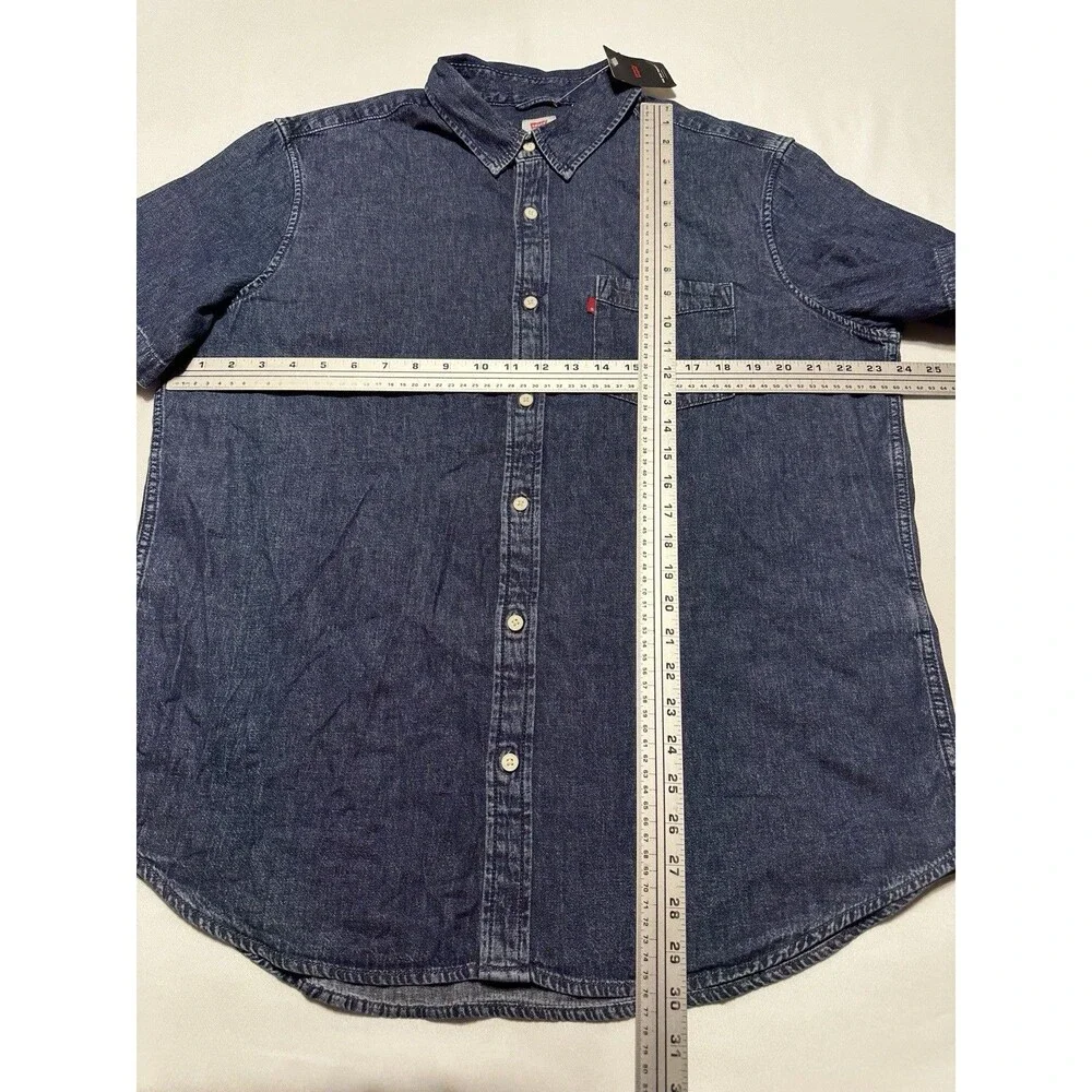 Levis Denim Short Sleeve Button Shirt Mens XL Blue One Pocket Casual NWT New